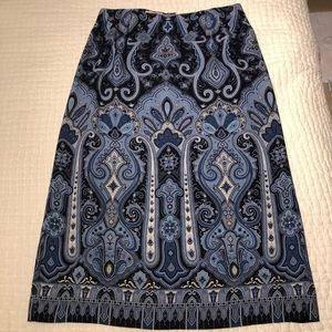 Talbots blue paisley silk skirt